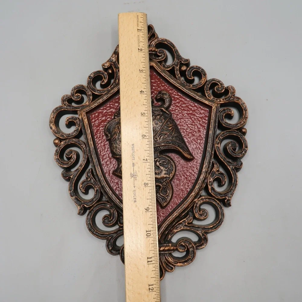 Dart Ind Wall Plaques 1969 Roman Gladiator Helmet Shield Red Bronze Knight Decor